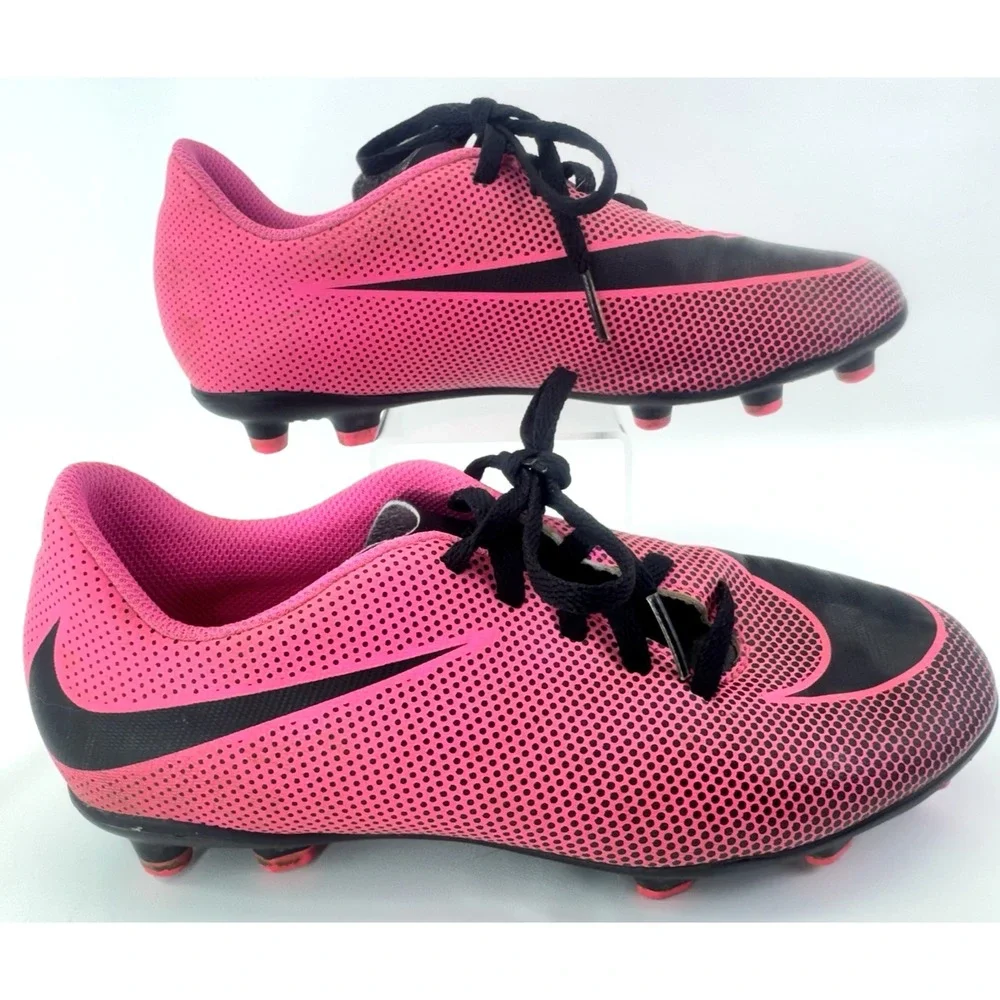 Nike Bravata Soccer Cleats Girls Youth Kids Size 3.5 Y Pink Black 844442-600